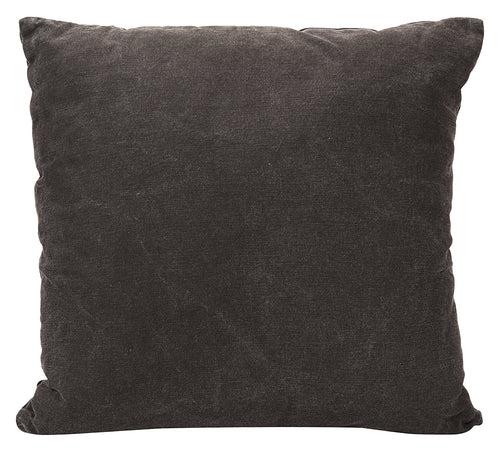"100% Pure Olive Oil" Distressed Cotton Cushion Cover in Black