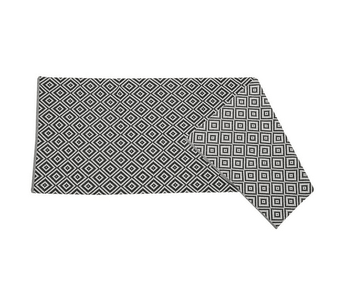 Black Graphic Print in Monochrome Cotton Floor Runner