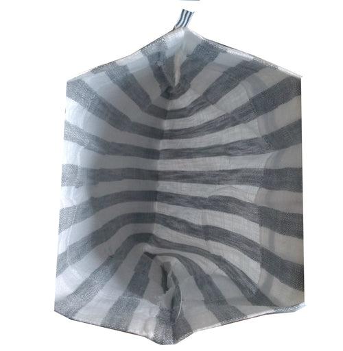 Grey Striped Drawstring Multi Purpose Pouch (Grey)