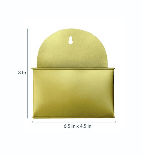 Rectangular Hanging Metal Mounted Wall Planter / Letter Box in Matte Gold Finish