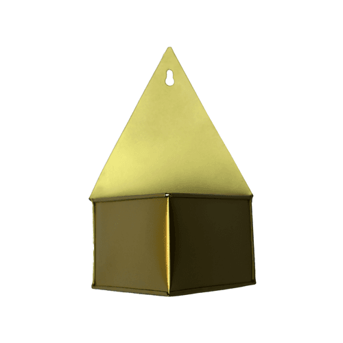 Geometric Hanging Metal Mounted Wall Planter / Letter Box in Matte Gold Finish - 3 Shapes