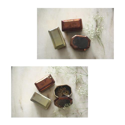 Ceramic Metallic Rectangular "Lustre"  Box in Antique Finish - Various Colours