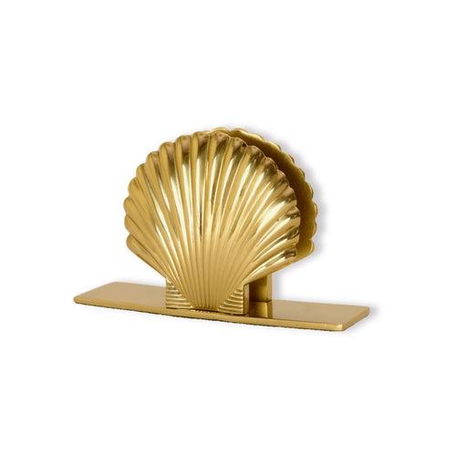 Art Deco Metal Sea Shell Napkin Holder in Gold