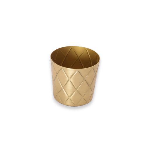 Metal Pineapple Criss Cross Mini Planter / Pot in Gold