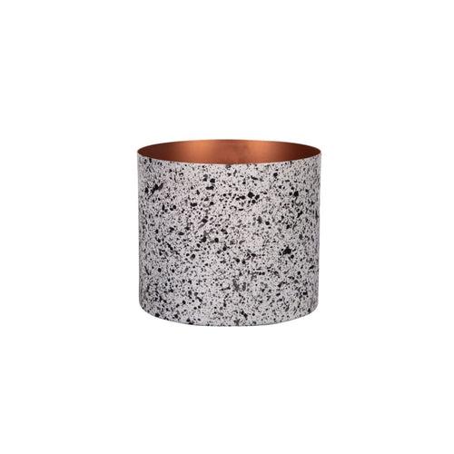"Splatter" Print Metal Table Top Pot / Planter in Black & White