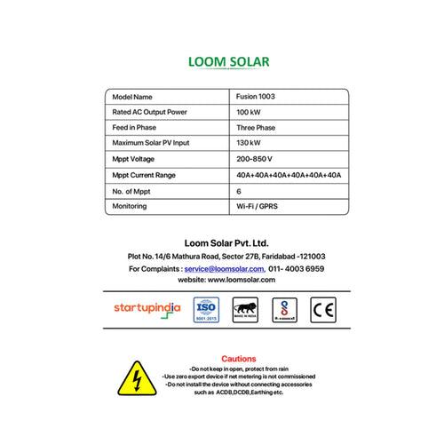 Fusion 100 kw on grid solar inverter