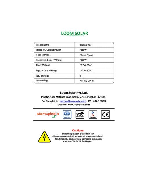 Fusion 10 kw, 3 ø  on grid solar inverter