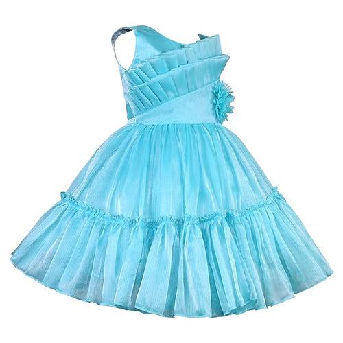 Girls Knee Length Net Floral Party Dress