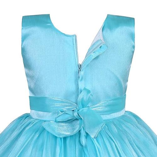 Girls Knee Length Net Floral Party Dress