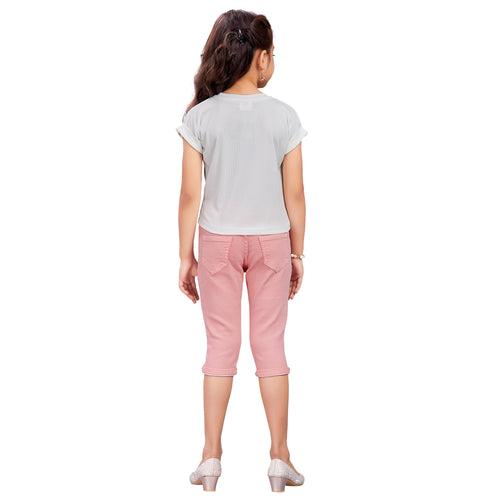 Girls Clean Look Knee Length Denim Capris