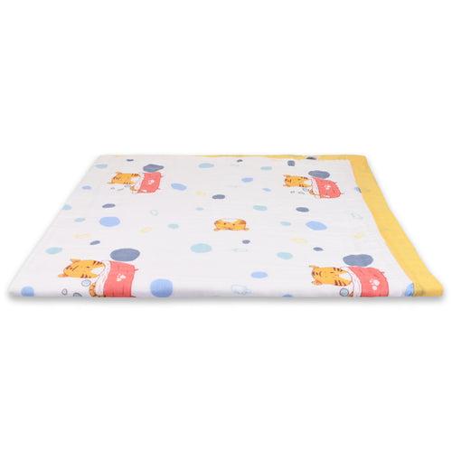 Infants Musted Yellow Printed Muslin Blanket