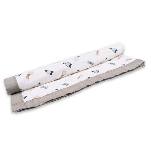 Infants Grey Printed Muslin Blanket