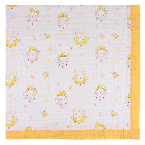 Infants Musted Yellow Printed Muslin Blanket