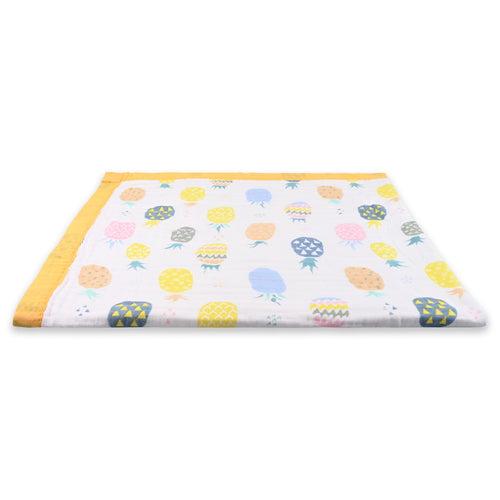 Infants Musted Yellow Printed Muslin Blanket