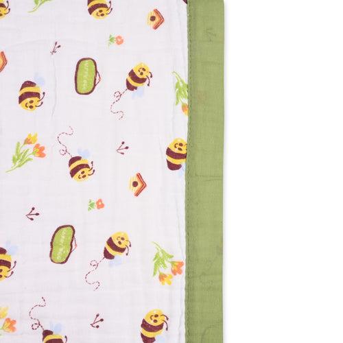 Infants Green Printed Muslin Blanket