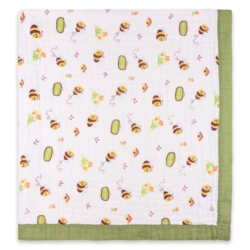 Infants Green Printed Muslin Blanket