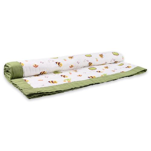 Infants Green Printed Muslin Blanket