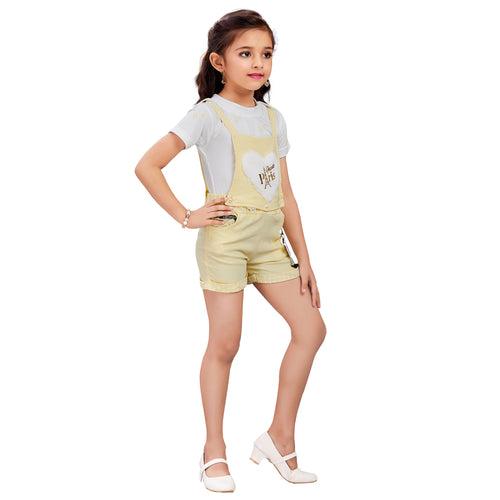 Girls Patch Work Dungaree Set