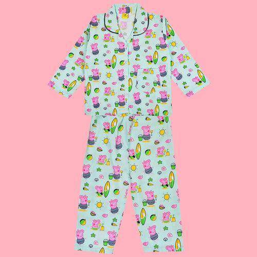 Unisex Cotton Night Dress Top & Bottom Pajama Set