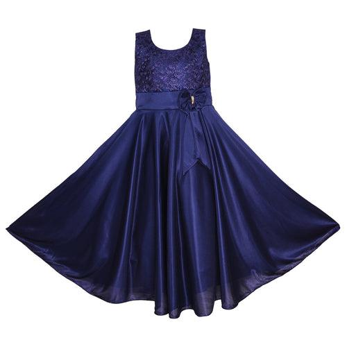 Women Partywear Long Dress Gown DN - (WLF138) blu