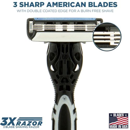 The 3X Shaving Razor (Handle + 1 Cartridge)