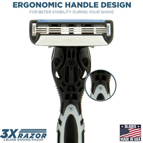 The 3X Shaving Razor (Handle + 1 Cartridge)