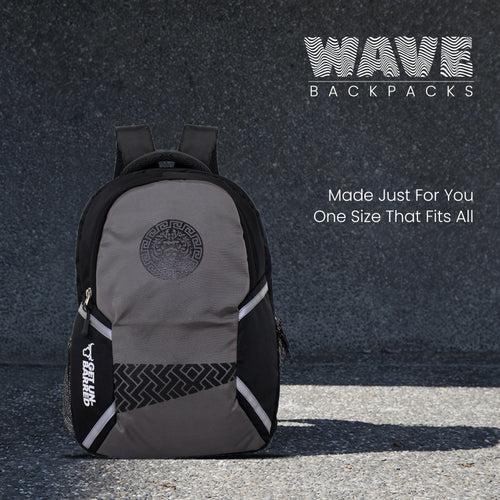 Get-Un-barred Wave Laptop Backpack (Black+Grey)