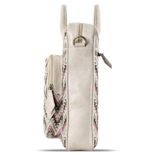 Euphoria Messenger Laptop Bag for Women- Ethnic White