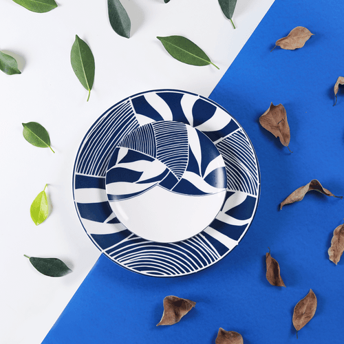 Sea & Blue Leaves – 12pc Plate Set