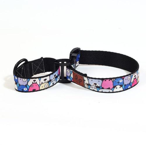 Martingale Dog Collar (Multi-Coloured) - Googly Eyes Blue