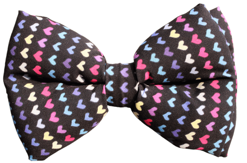 Dog Bowtie - Little Hearts Black (Adjustable)