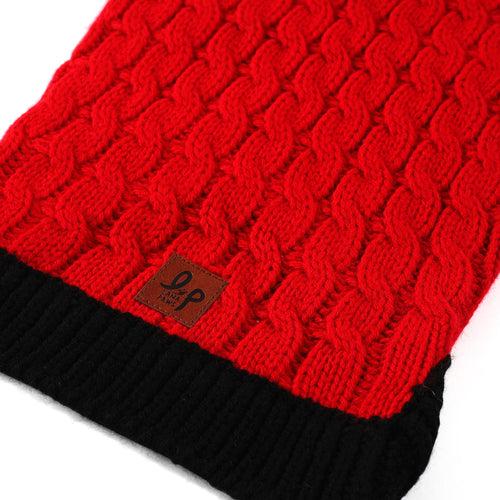 Dog Sweater - Red & Black Cable Knit
