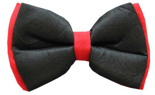 Dog Bow tie (Adjustable) - Black & Red Double Layered Silk