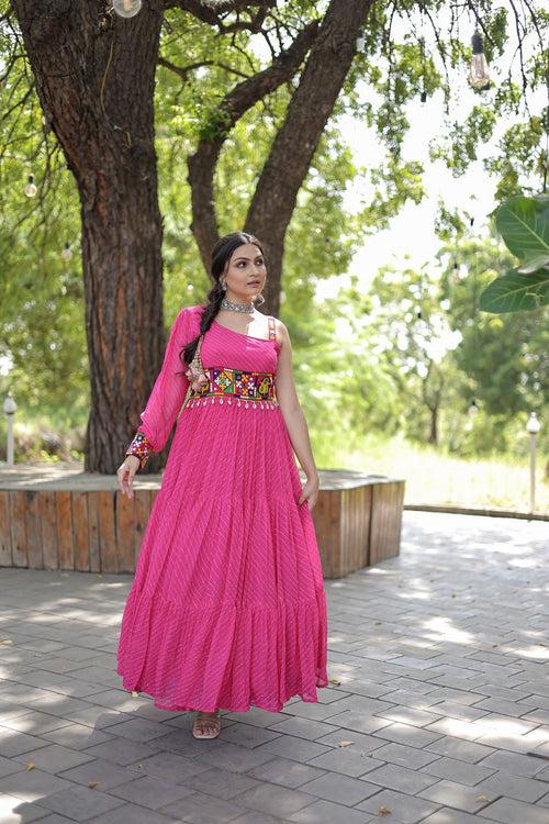 SolidColor Georgette Navaratri Gown