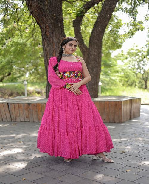 SolidColor Georgette Navaratri Gown