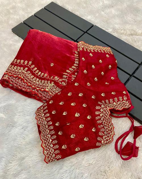 Red Jimmy Choo Zari Embroidered Saree