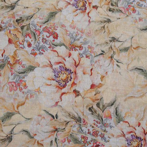 Caramel Peony Floral Print Hakoba Fabric