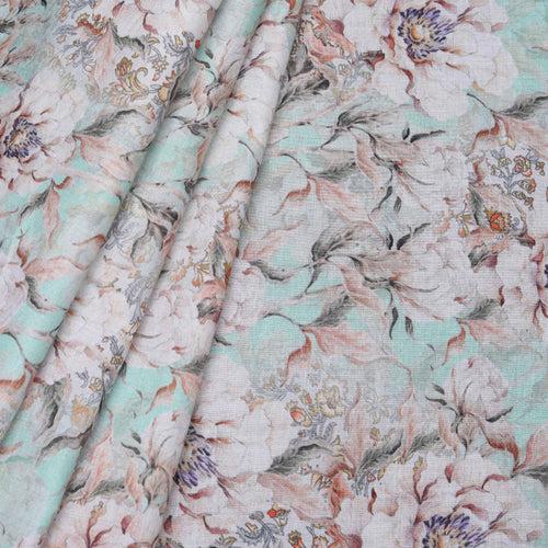 Pista Peony Floral Print Hakoba Fabric