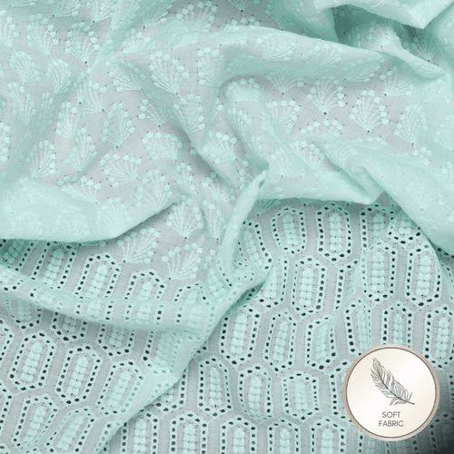 Aqua Allium Embroidered Hakoba Fabric