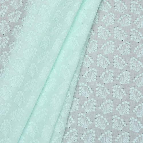 Aqua Allium Embroidered Hakoba Fabric