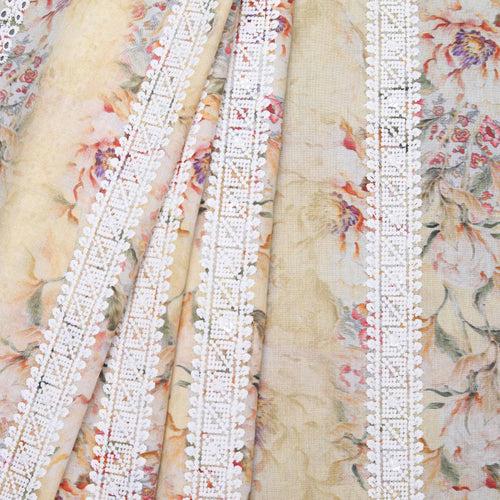 Caramel Floral Abstract Hakoba Fabric