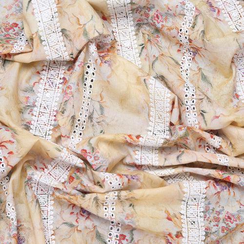 Caramel Floral Abstract Hakoba Fabric