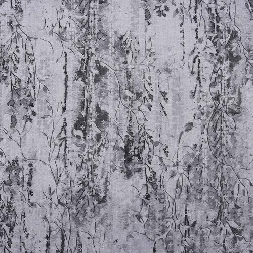 Grey Leaves Absract Print Hakoba Fabric