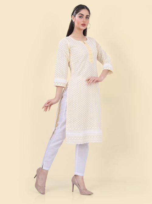 MIA LEMON YELLOW HAKOBA KURTA