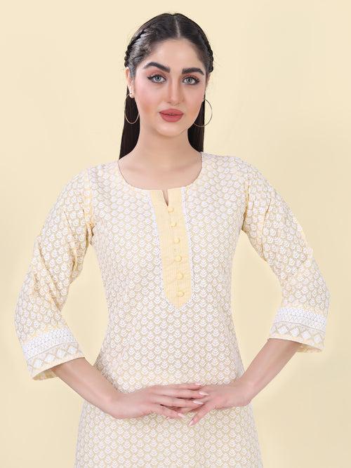 MIA LEMON YELLOW HAKOBA KURTA