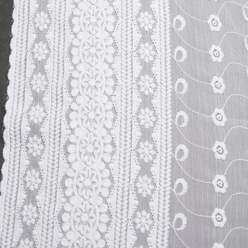 Okra Embroidered White Hakoba Saree