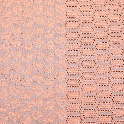 Peach Allium Embroidered Hakoba Fabric