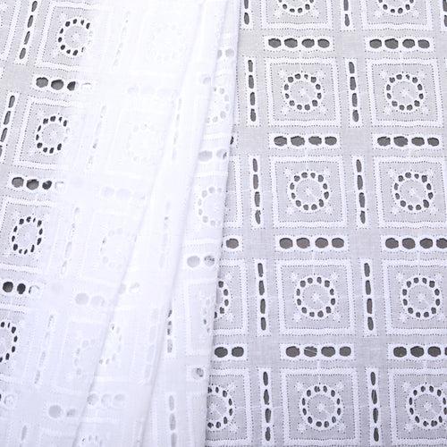 White Dotted Cutwork Premium Hakoba Fabric