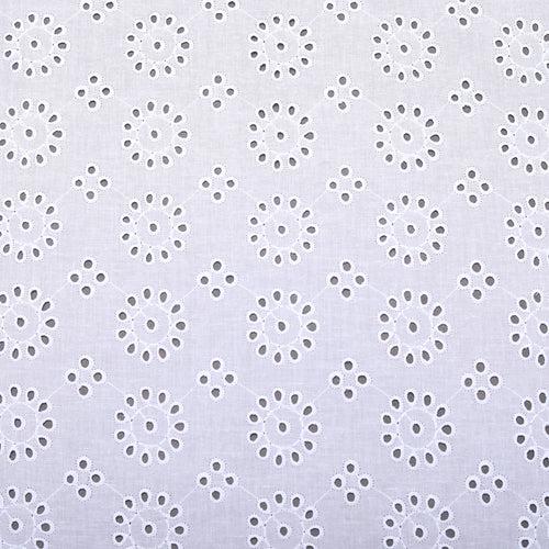 White Four Clover Cutwork Premium Hakoba Fabric