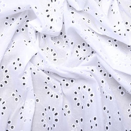 White Four Clover Cutwork Premium Hakoba Fabric